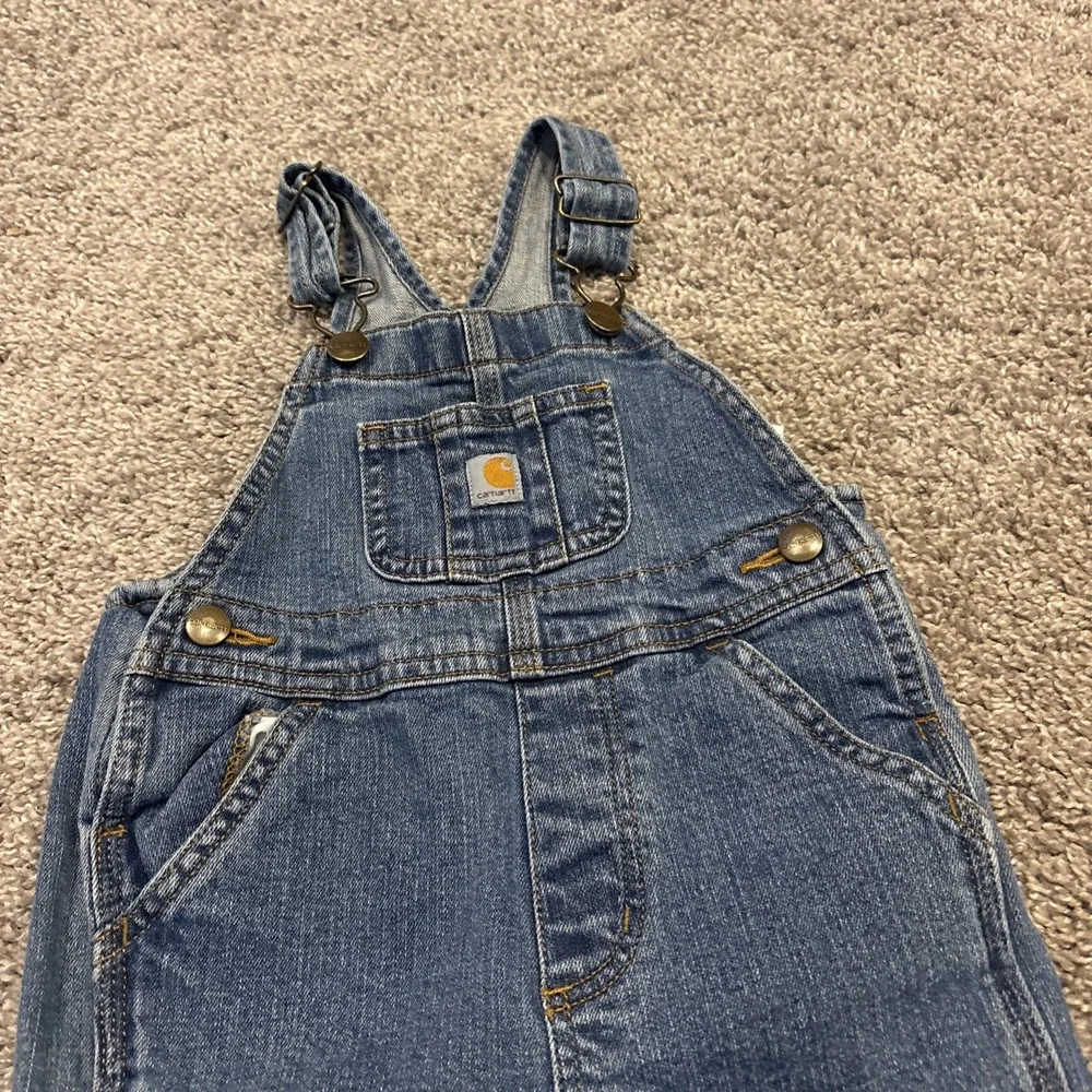 Carhartt Kids Denim Bib Overalls Toddler 18m Adjustable Straps Snap Legs